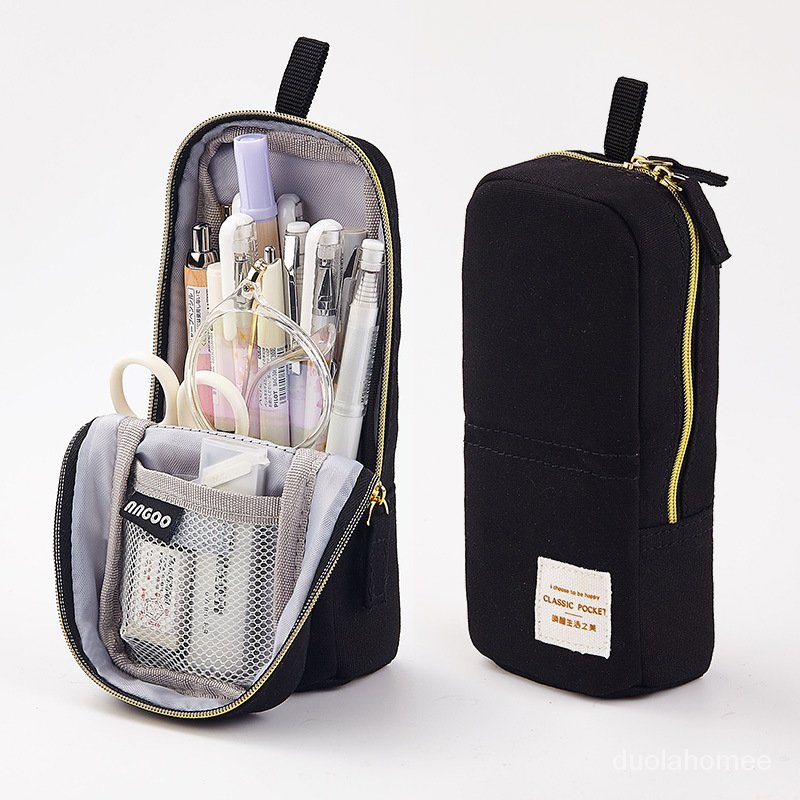 

Korean Pencil Case Bag Canvas Large Capacity Multi-function Retro Literary Style Mobile Phone Holder