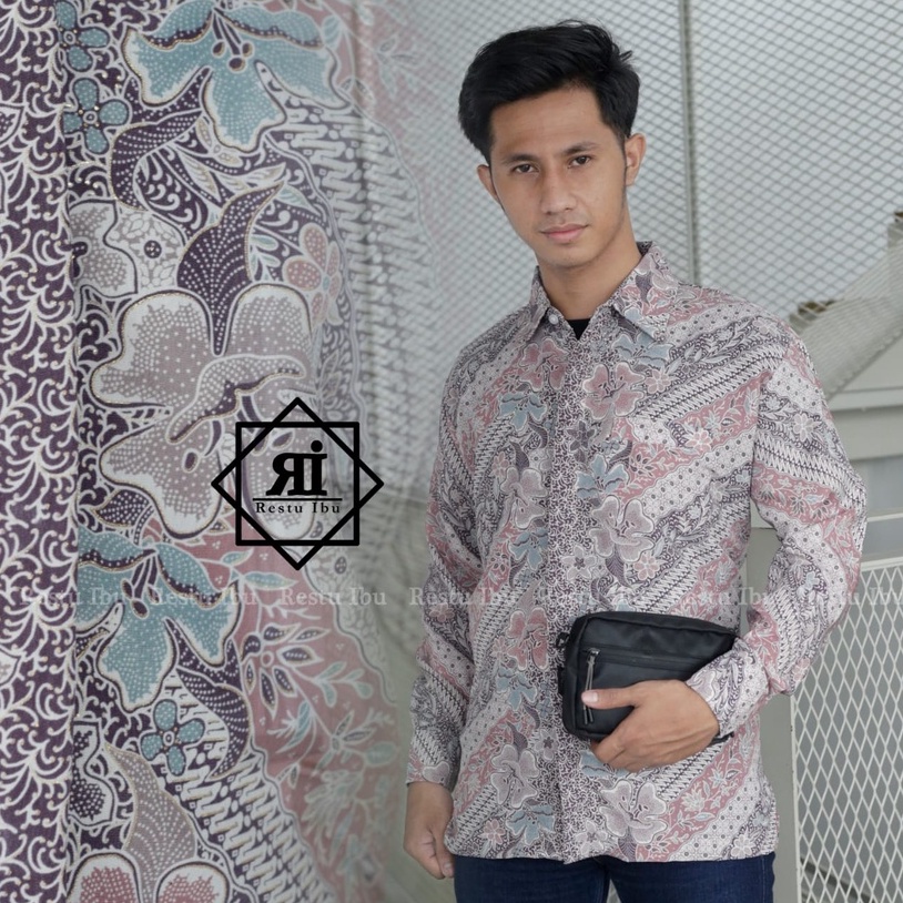Gallery batik - Kemeja batik pria motif lereng soft pink / Baju batik pria modern buat pesta kondang