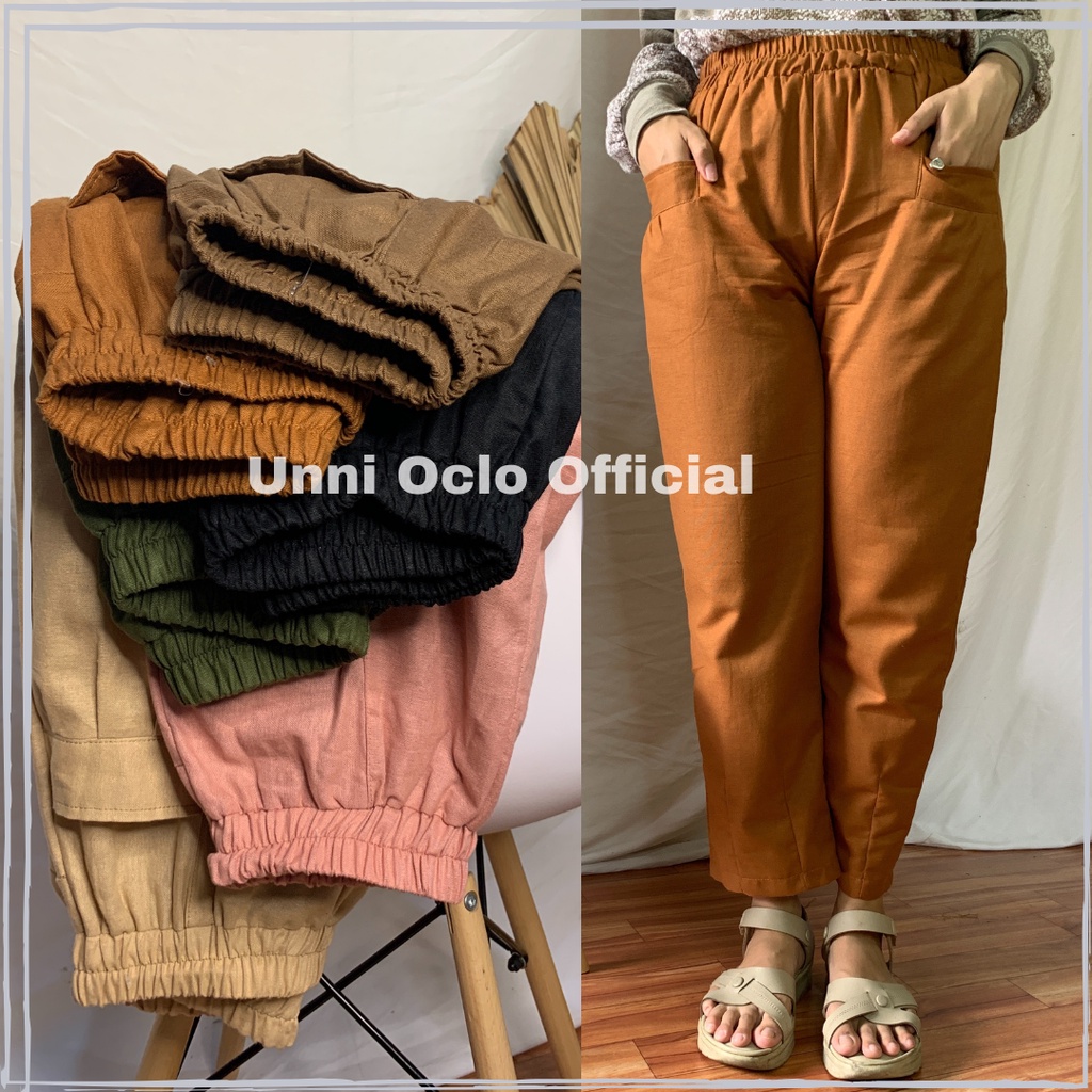 Jumbo Kulot Wanita Linen Premium Terbaru BB 35-75 Kg / Baggy Pants Hinata Linen Original Kekinian / Korean Kulot Linen Saku Depan Murah