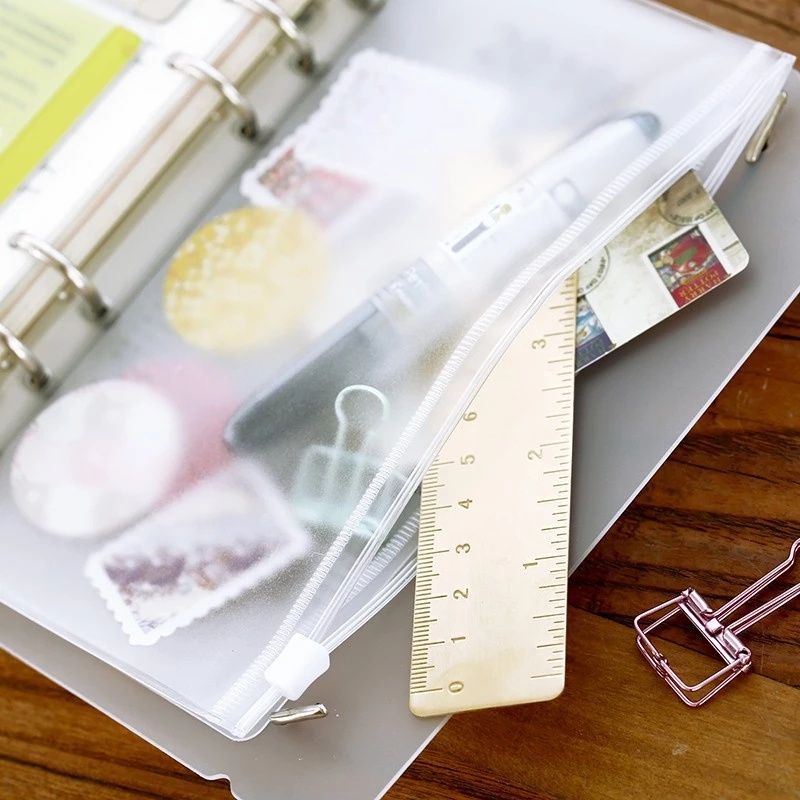 Notebook PVC Transparan Loose-leaf Rekening Buku Binder Folder Frosted Hand Bill Zipper Bag Enam Lubang Tas Penyimpanan DIY A5 A6 A7