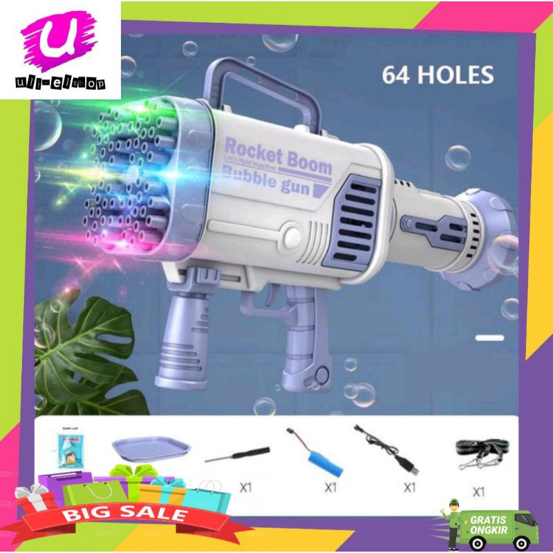 pistolan gelembung elektrik 64 lubang ~automatic gatling bubble gun charging 64 hole