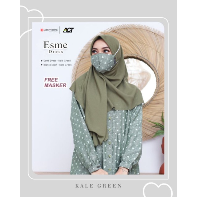 Esme Dress by Yasmeera / Gamis Motif / Daily Dress / Yasmeera Terbaru 2021 / Gamis Syari / Free mask
