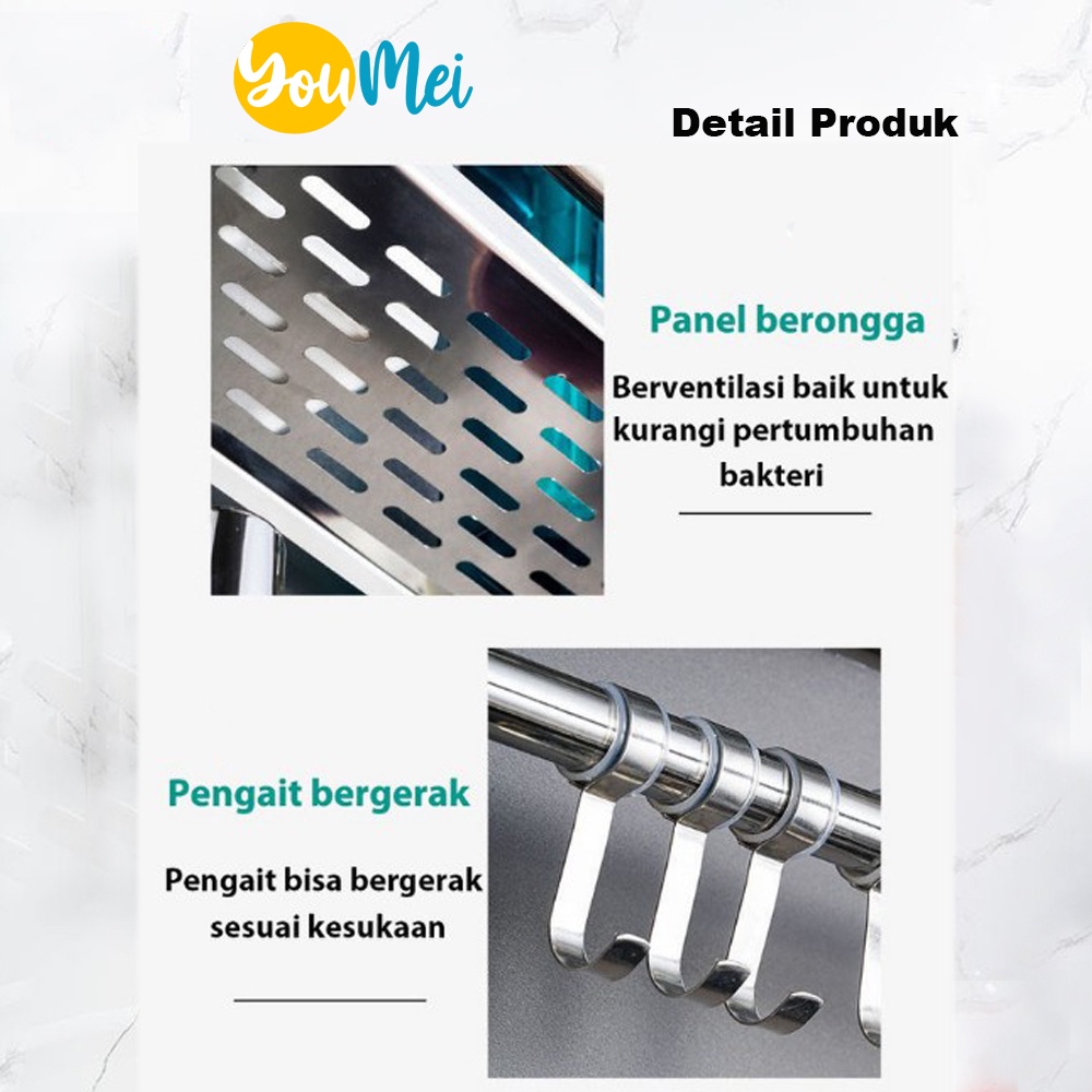 Rak kamar mandi / Rak toilet tanpa harus melubangi dinding kamar mandi / Rak stainless Tempat handuk serbaguna  1 – 2 Tingkat  - 1019