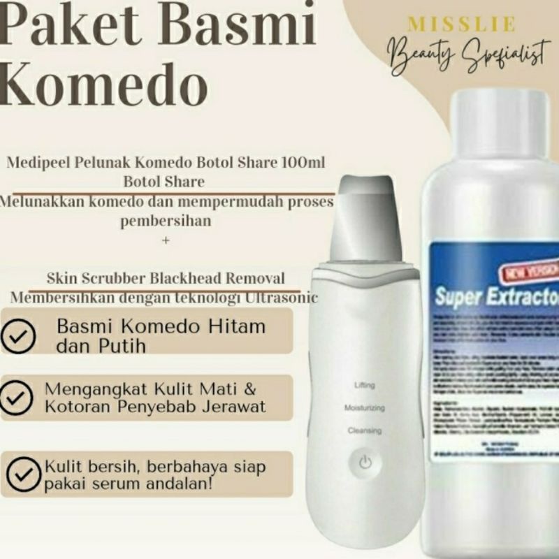 READY PAKET BASMI KOMEDO MEDIPEEL PELUNAK KOMEDO 100ML DAN SCRUBBER