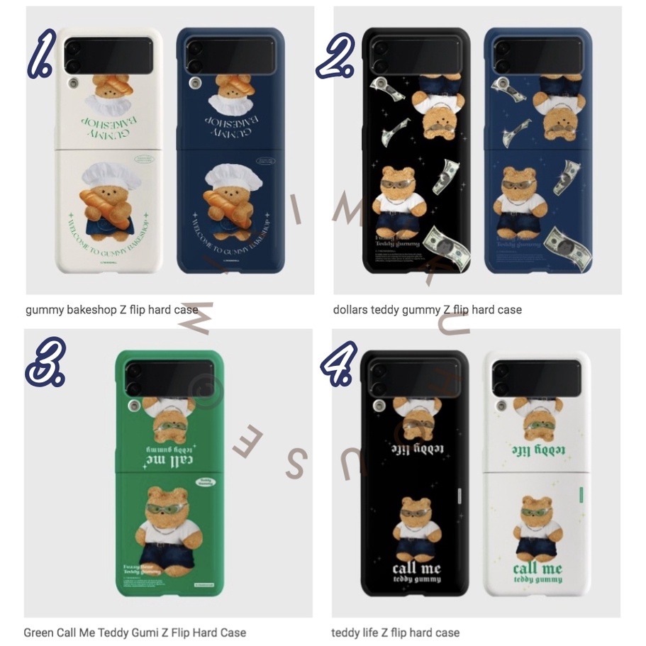 KOREA Z FLIP 3 CASE CASING DOLLARS TEDDY GUMMY HARD ZFLIP3 FLIP3 THENINEMALL ZFLIP KOREAN BRAND COVE