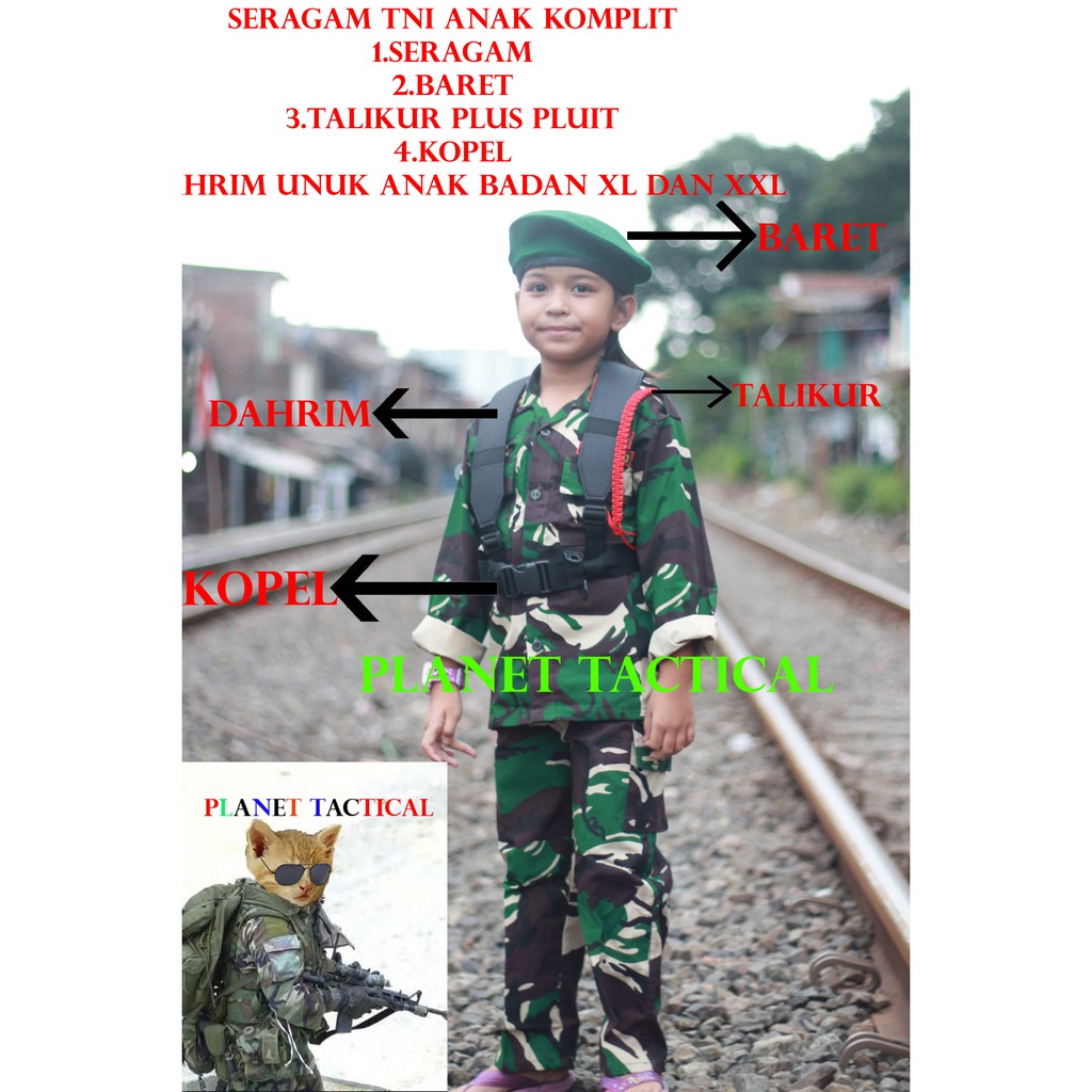 COD!!BAJU SERAGAM TNI AD LORENG ANAK KOSTUM GROSIR