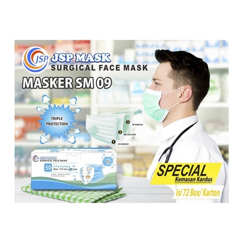 MASKER JSP MASK 3 PLY SM O9 TANPA KONEKTOR MEDIS