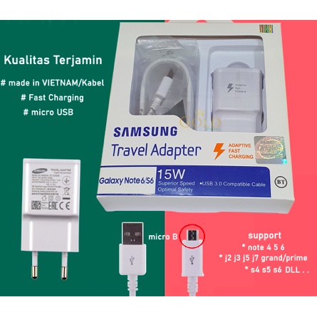 Charger Samsung Original fast Charging micro 2A - Samsung Charger note 4 note 5 S6 S7 j2 j3 j5 j7 prime E5