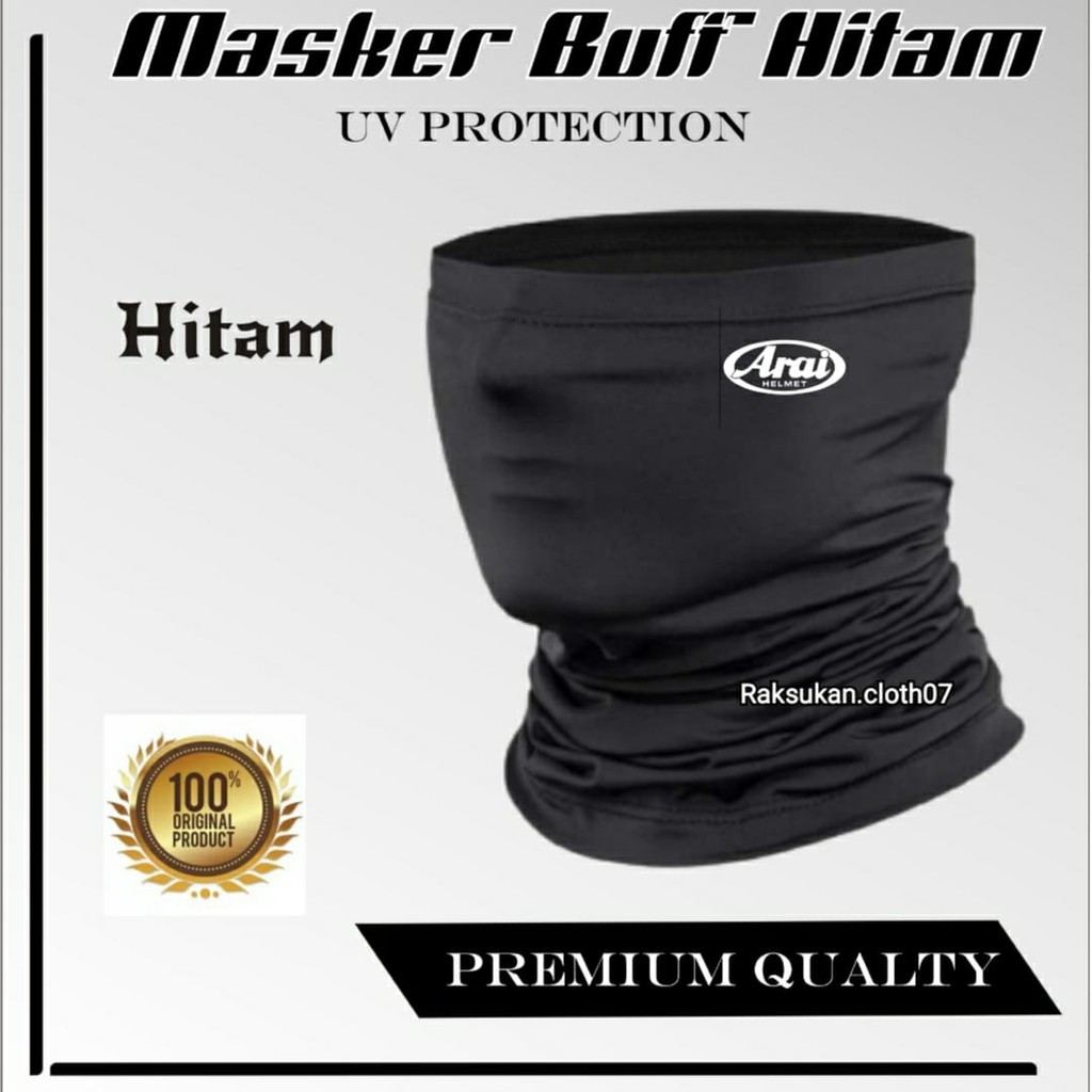 Masker Buff Bandana Pria Pengendara Motor Hitam Polos Tebal Premium