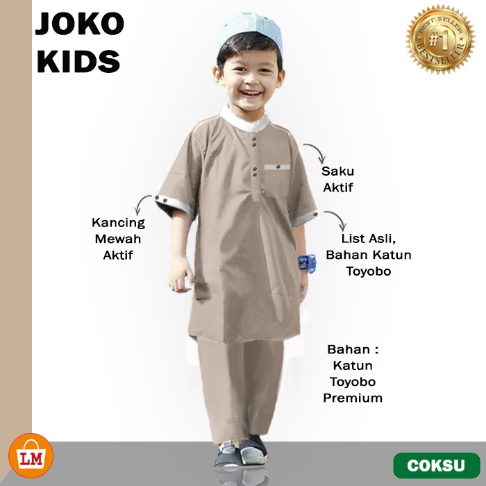 Setelan KOKO ANAK JOKO KIDS Bahan Katun Toyobo Premium / Stelan Baju Muslim Lebaran Laki-Laki TERBARU TERMURAH TERLARIS LMS 27258