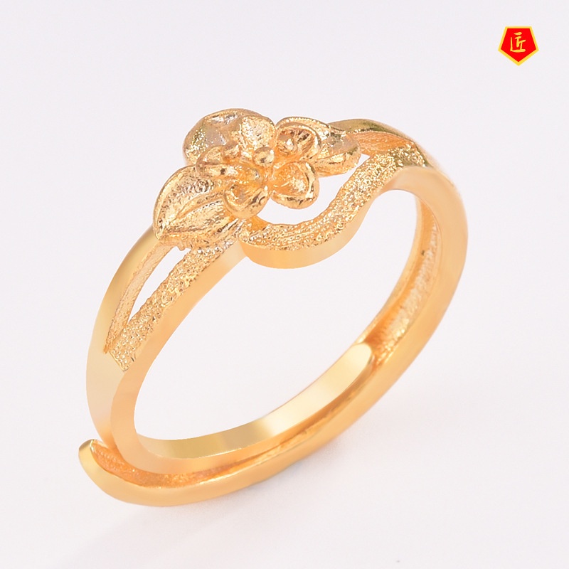 [Ready Stock]Temperament Personality Flower Gold Ring Female