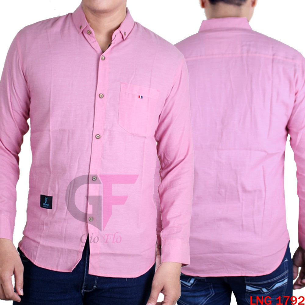 GIOFLO Kemeja Oxford Cowok Lengan Panjang Polos Casual (Banyak Pilihan Warna)