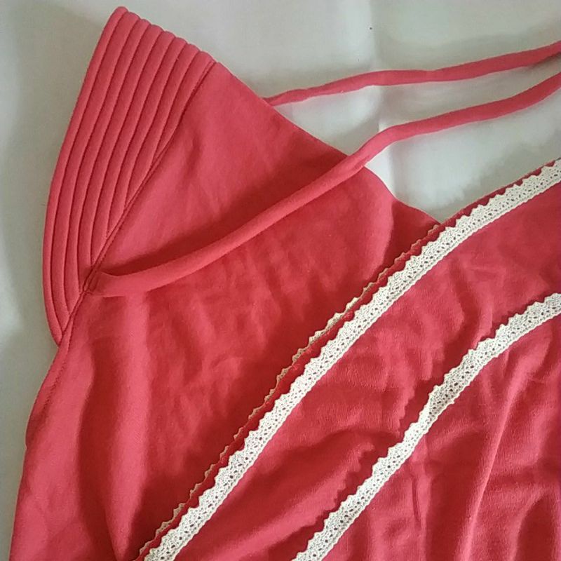 preloved bergo tali renda warna pink fanta | hijab instan