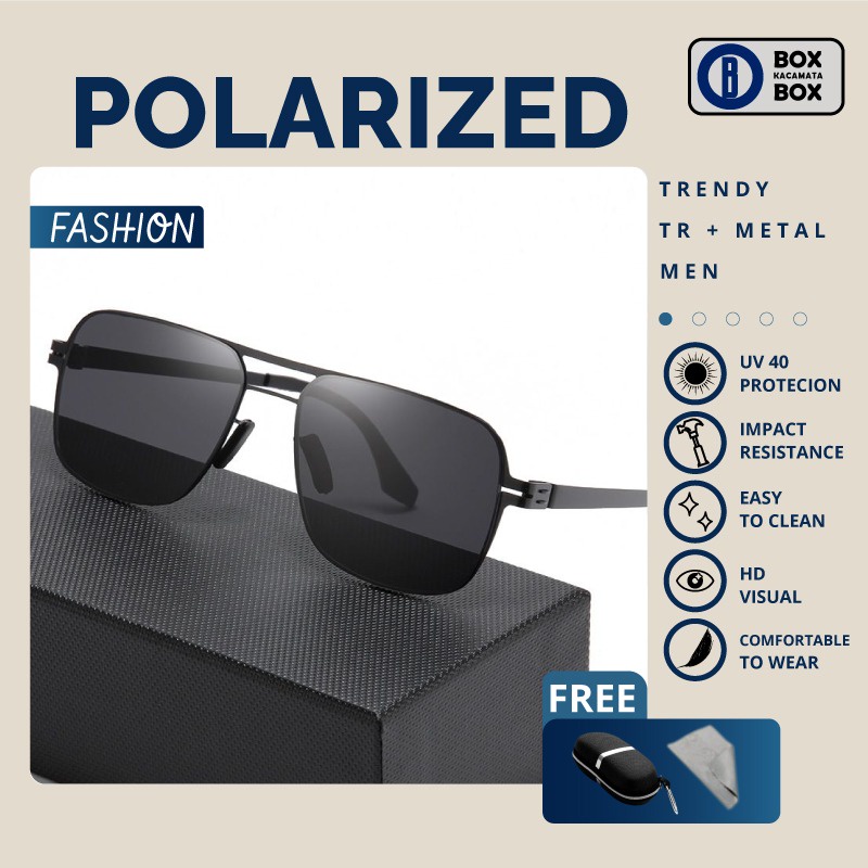 Kacamata Hitam Sunglasses Metal Anti UV400 Protection Kotak Bridge Simple dan Kokoh Fashion Unisex 2121