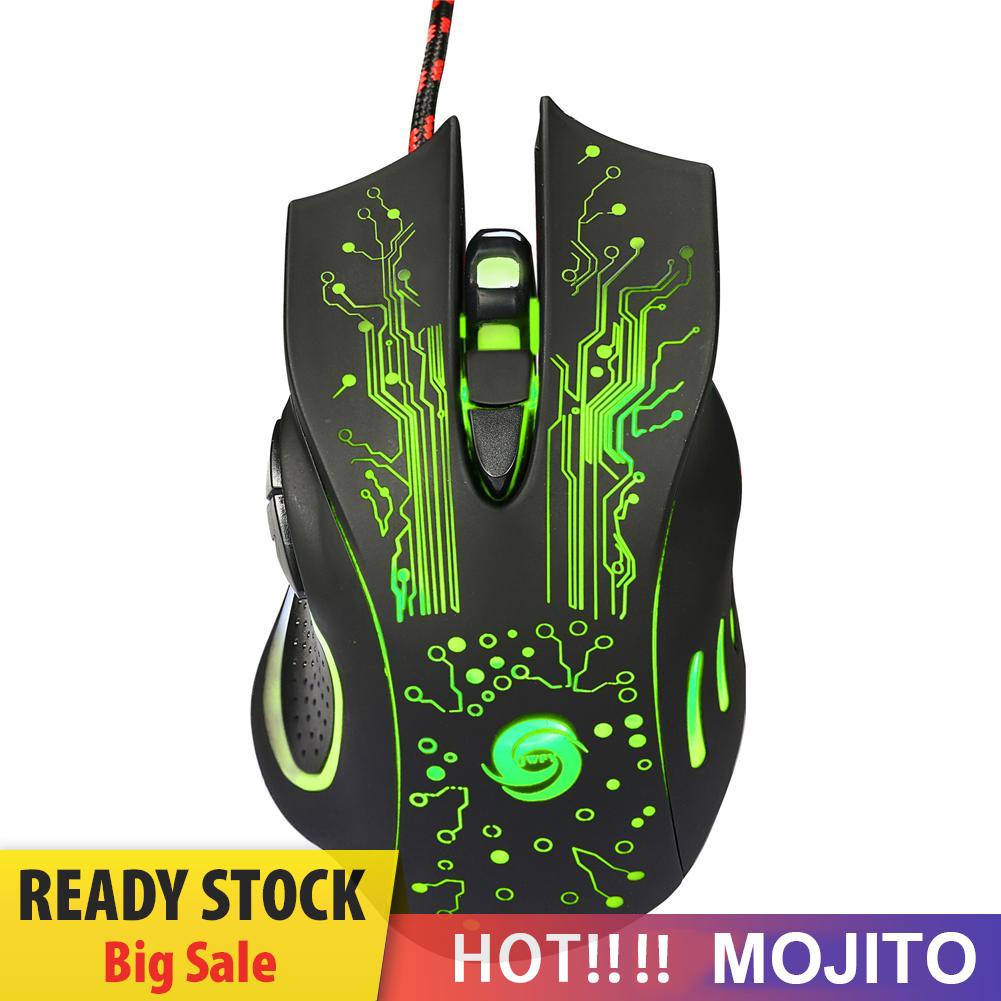 MOJITO 3200DPI LED Optical 6D USB Wired Gaming Game Mouse Pro Gamer Mice For PC