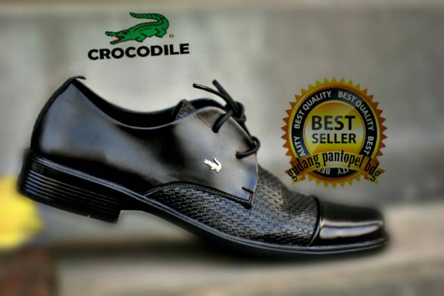 [ CROCODILE ] Hitam | Sepatu Pantofel Santai Casual Kerja Kuliah Pria/Cowok/Mens shoes