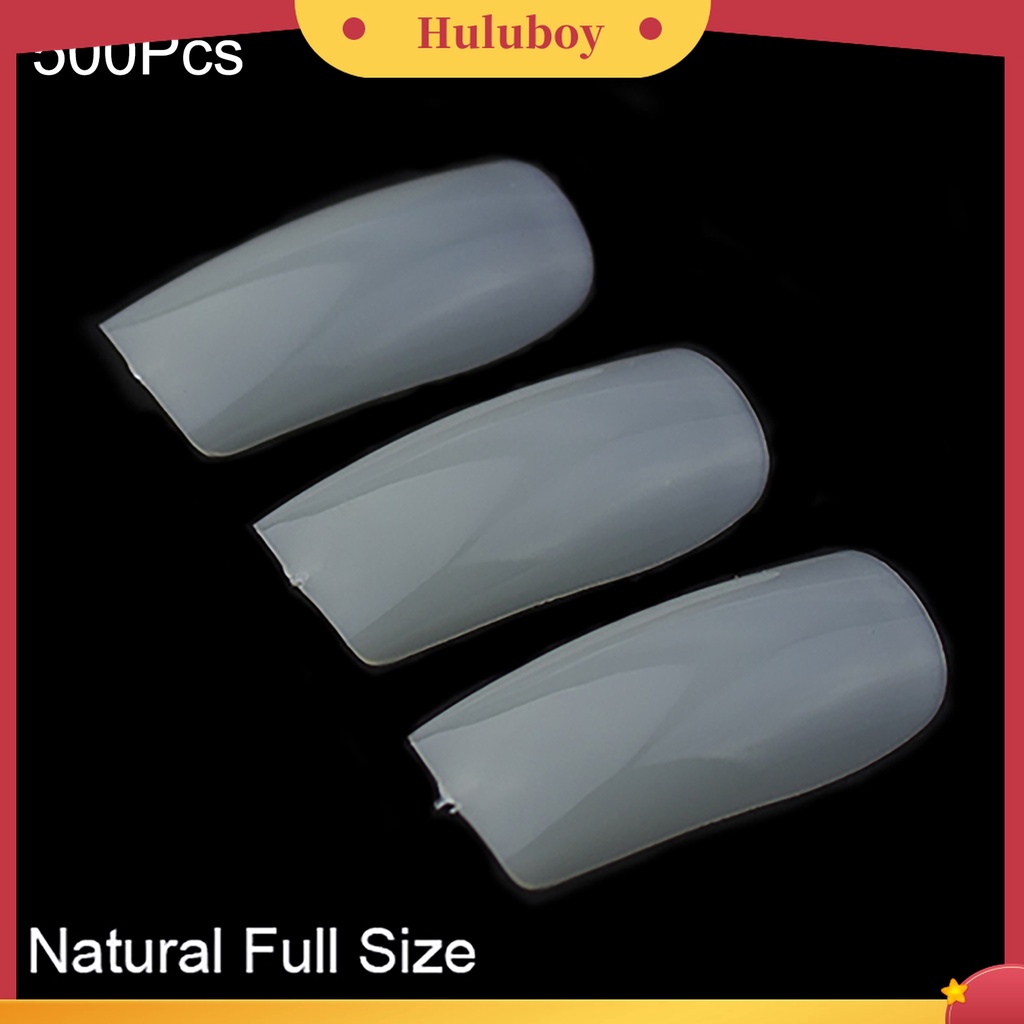 Huluboy Huluboy♡ 500 Pcs Kuku Palsu Bahan Akrilik Gaya Perancis Untuk Nail Art