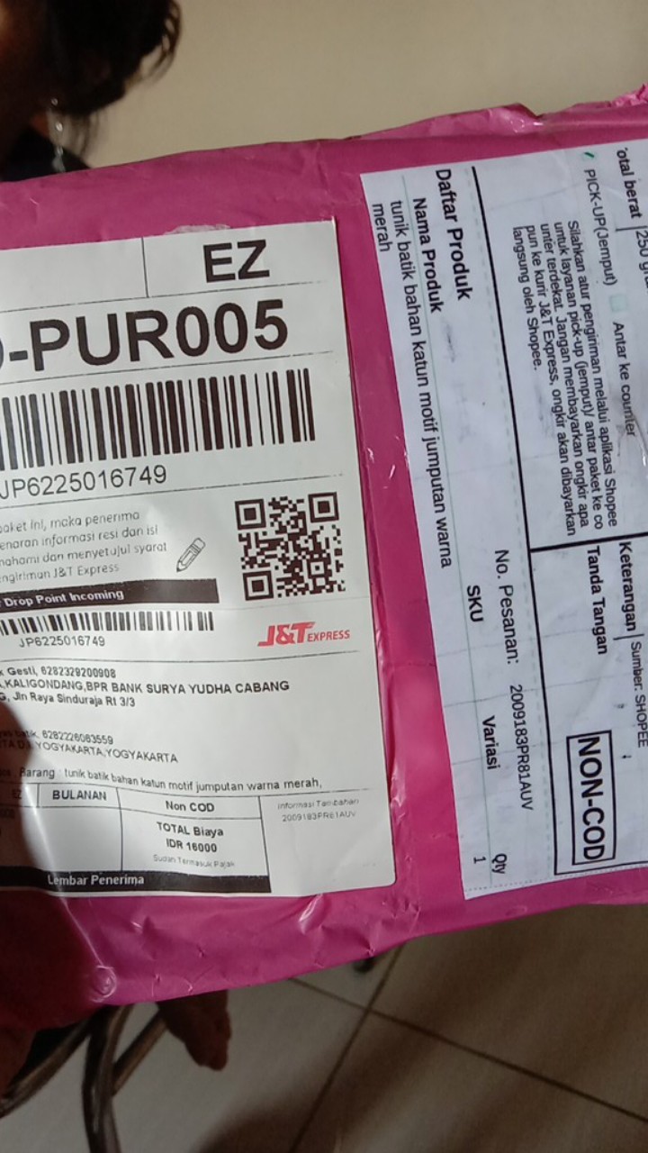 Tunik Batik Bahan Katun Motif Jumputan Warna Merah