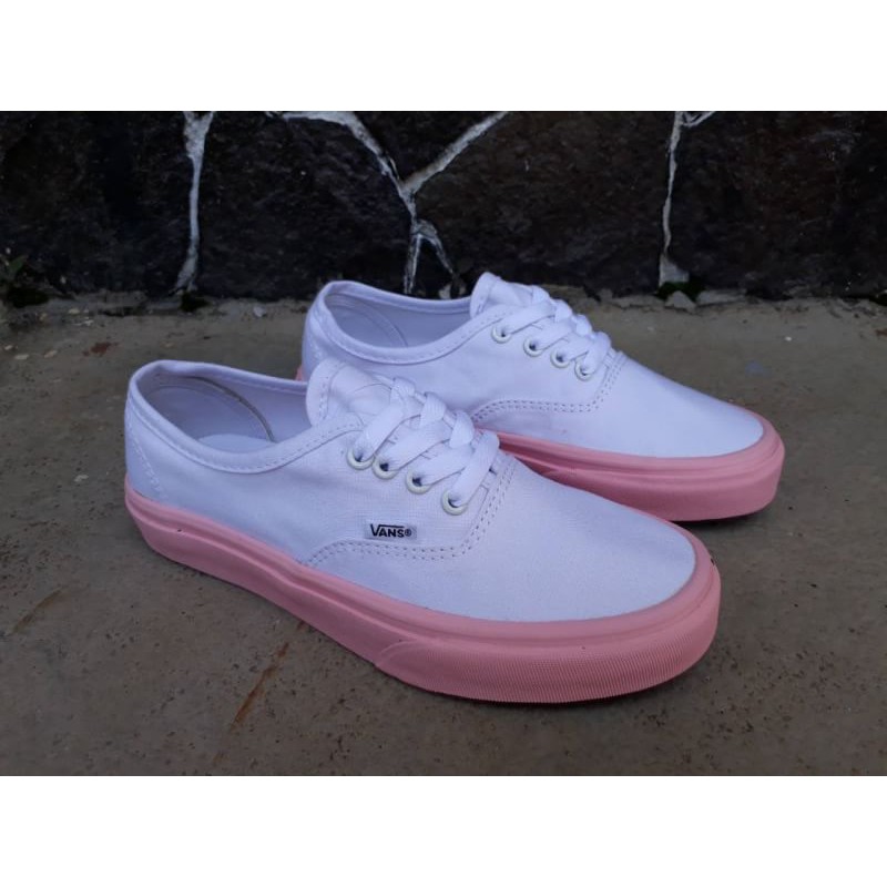 vans authentic white pink
