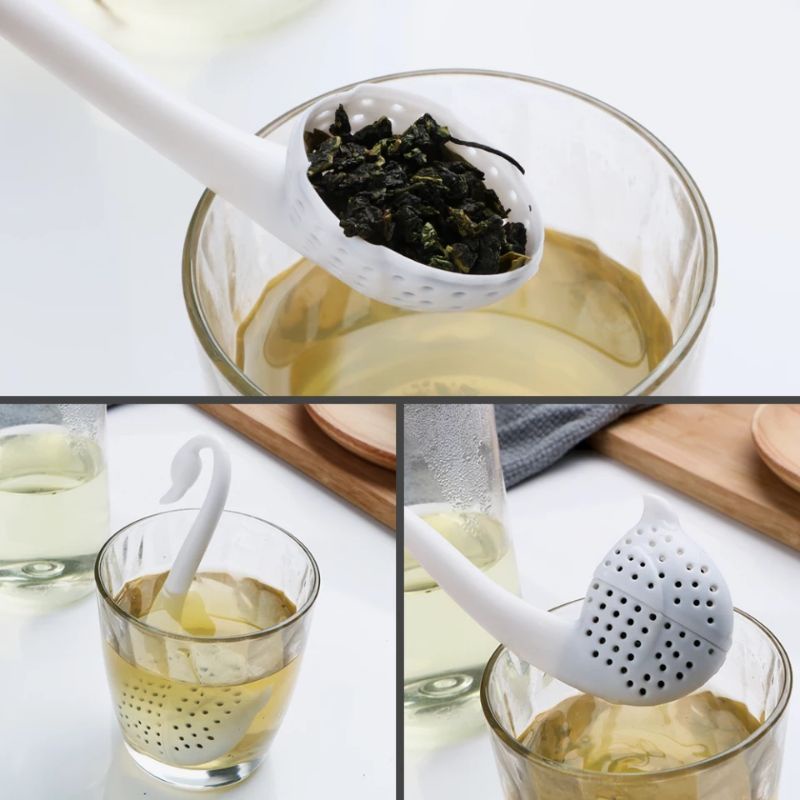 Filter Tea Strainer Swan Infuser / Saringan Teh Angsa - Hitam &amp; Putih