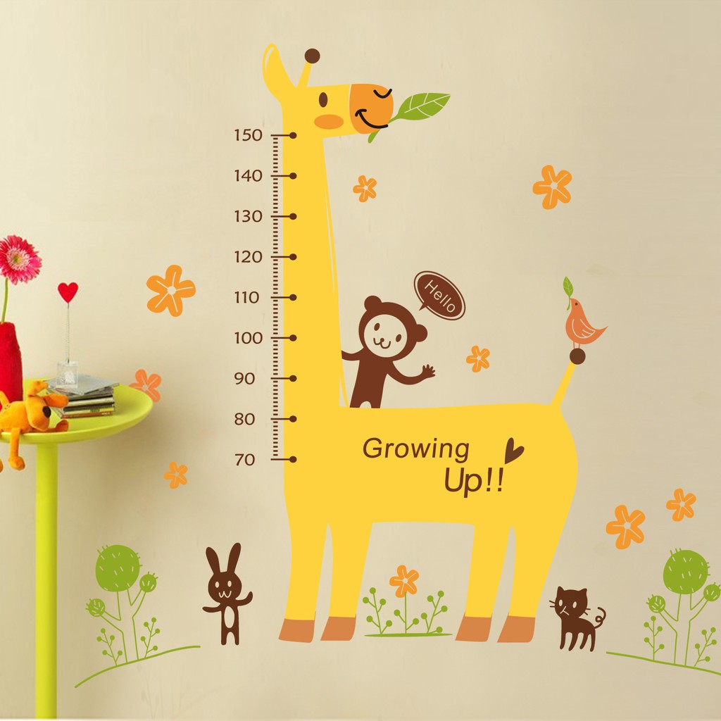 RELIZA WALL STICKER / STIKER DINDING PENGUKUR TINGGI BADAN JERAPAH ANIMAL ANAK JM7205