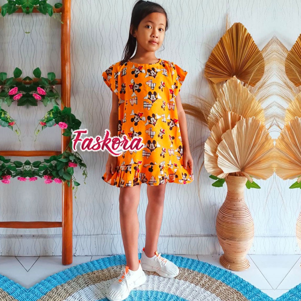 Dress Anak Perempuan 7 8 9 Tahun Dress Bali Anak anak Dress Rayon Anak Murah Mickey Mouse