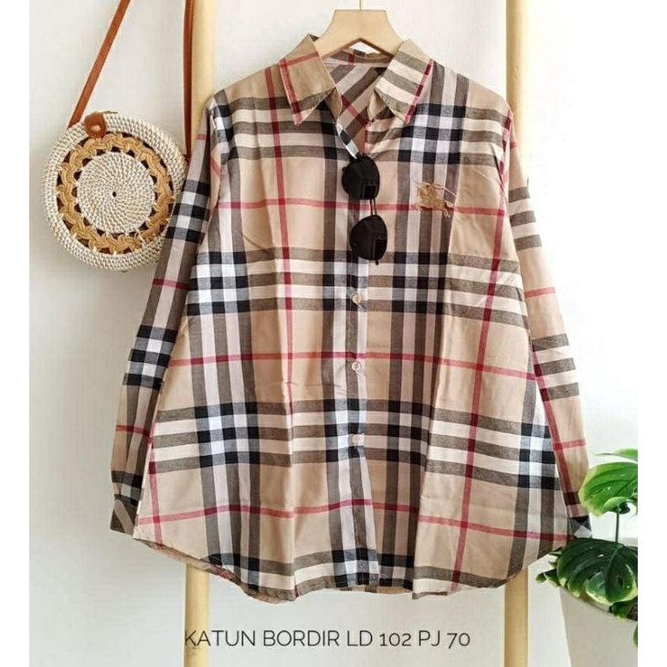 Burberry Top, TOP/BLOUSE / ATASAN MODIS CANTIK FIT XL LD 102 BAHAN KATUN IMPORT MIX BORDIR TERMURAH OOTD TERLARIS