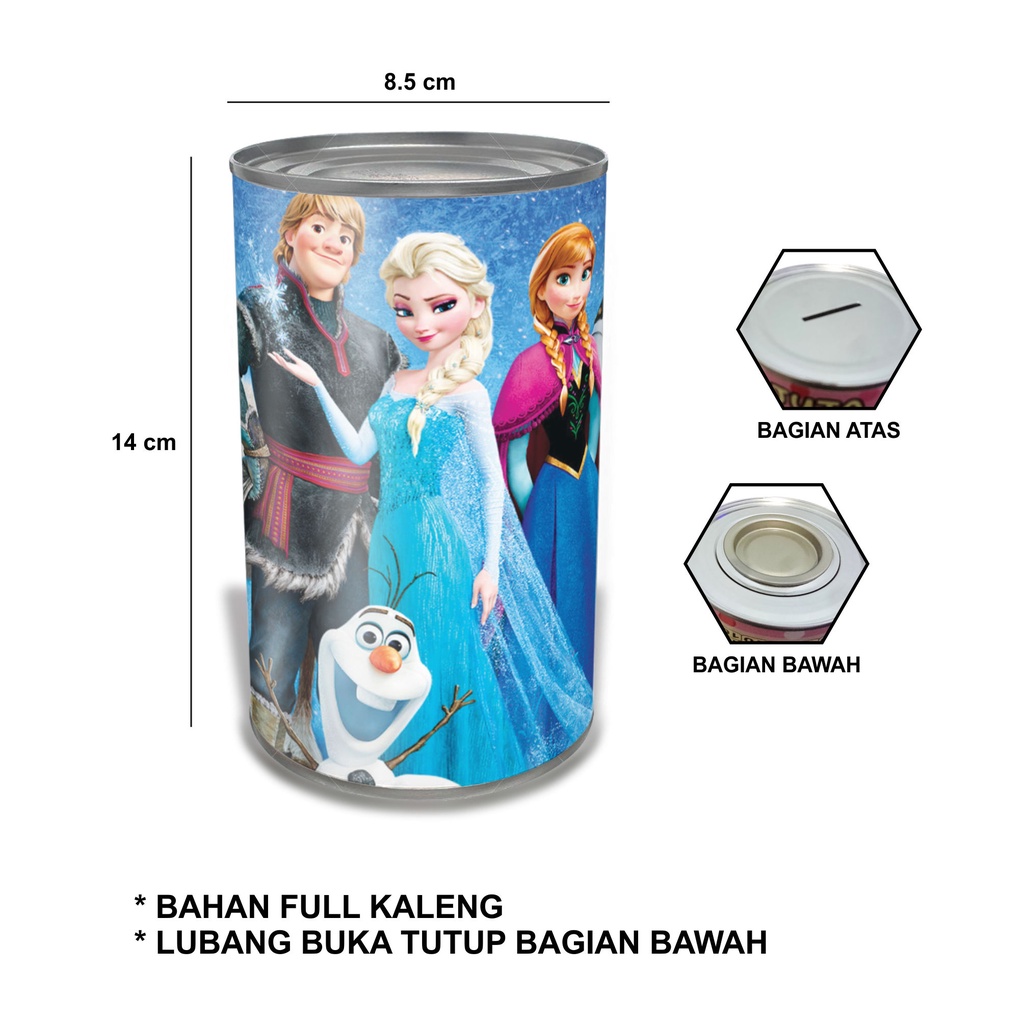 CELENGAN KARAKTER UNIK SOUVENIR KADO / CELENGAN KALENG BUKA TUTUP - FROZEN-1