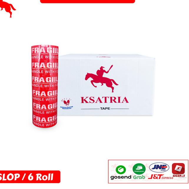 

✤ Lakban Fragile Merah KSATRIA Tape 90 Yard (1 Slop) ➩