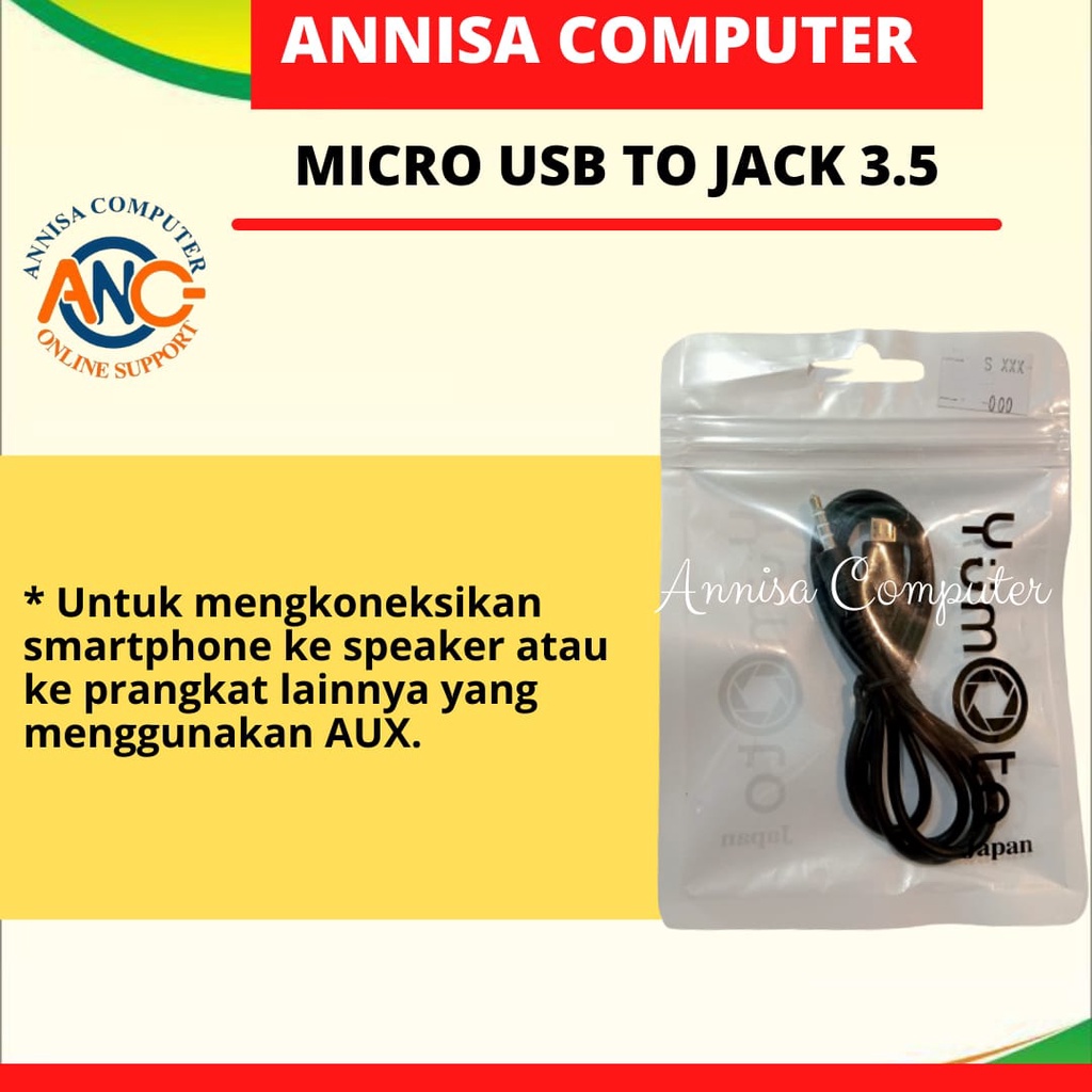 KABEL MICRO USB TO JACK 3.5 / Audio Adapter Speaker Aux / Hp / Murah