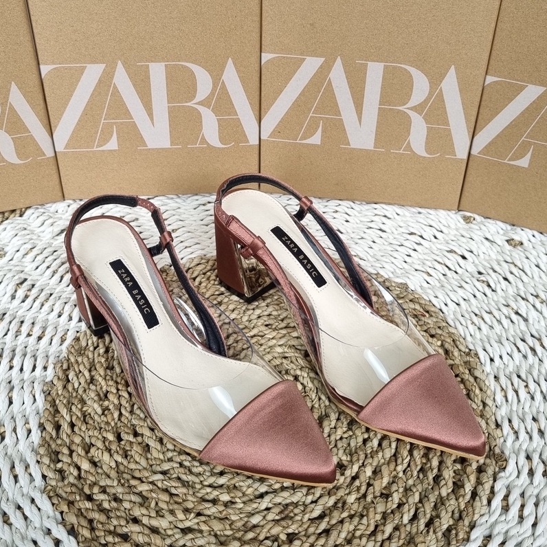 SEPATU ZR VINYL SLINGBACK PLATED HEELS WANITA