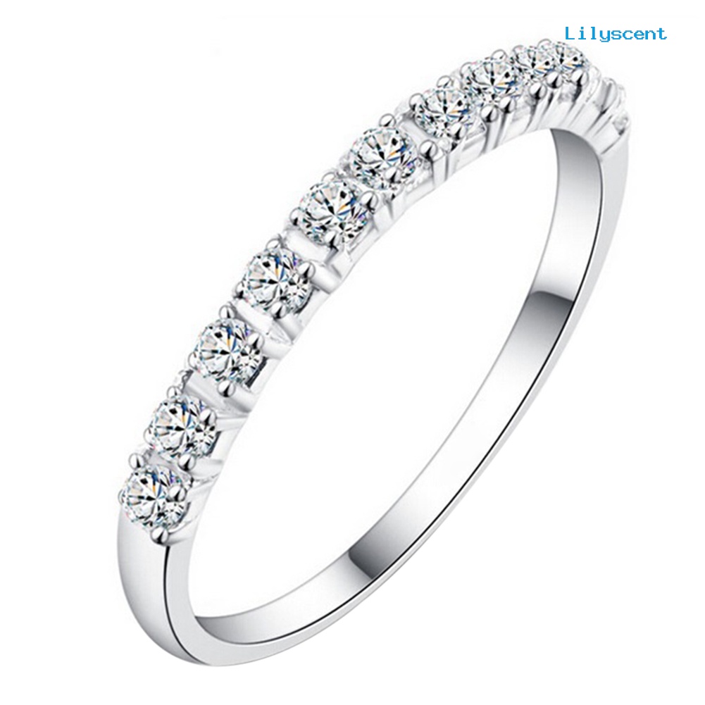 Ls Perhiasan Cincin Nikah / Tunangan Sterling Silver 925 Hias Berlian Imitasi Untuk Wanita