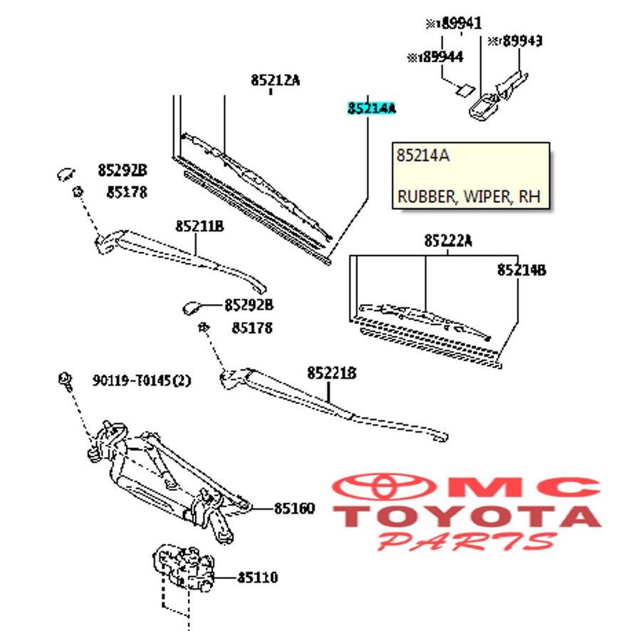 Karet Rubber Wiper 24 Altis Camry Innova Yaris Vios 85214-02070