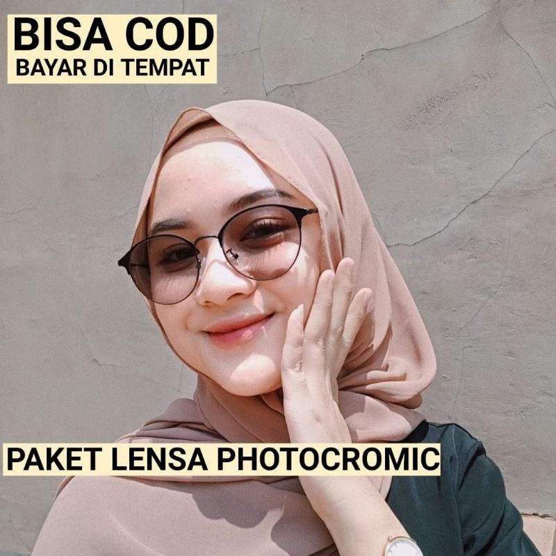 Kacamata wanita | Paket frame+lensa PHOTOCROMIC | Kacamata antiradiasi | Kacamata minus | Gratis lensa photocromic | Kacamata murah | kacamata 1326