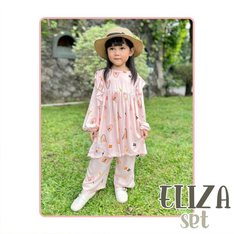 Setelan Anak Perempuan Eliza set Setelan rayon anak bahan katun rayon usia 1-5tahun