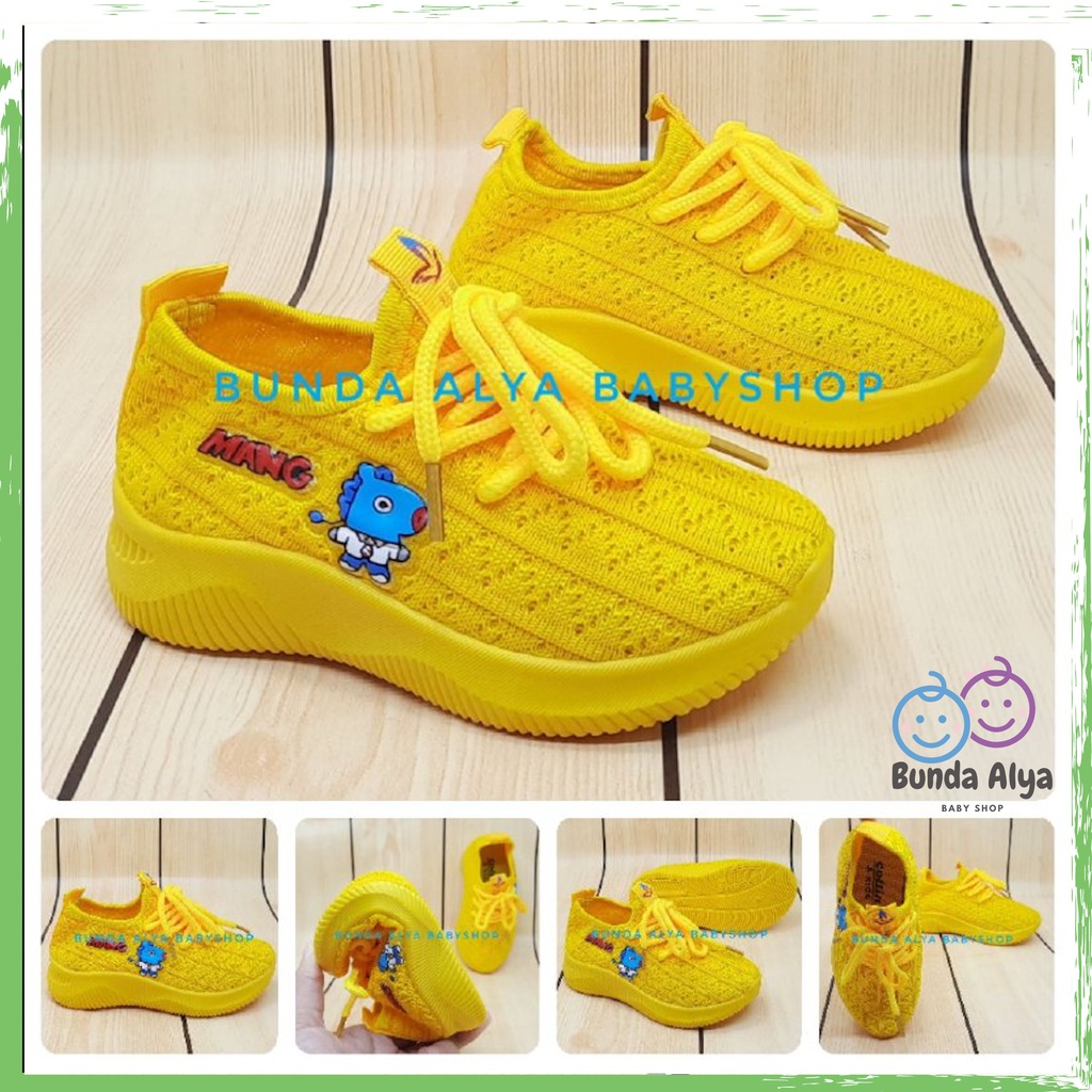 Sepatu Anak Laki Laki IMPORT Usia 1 Sampai 7 Tahun KUNING Lentur Alas Karet - Sepatu Anak Cewek Cowok Lentur Elastis Motif Karakter Lucu Model Kekinian Anti Licin Size 22 Sampai 36