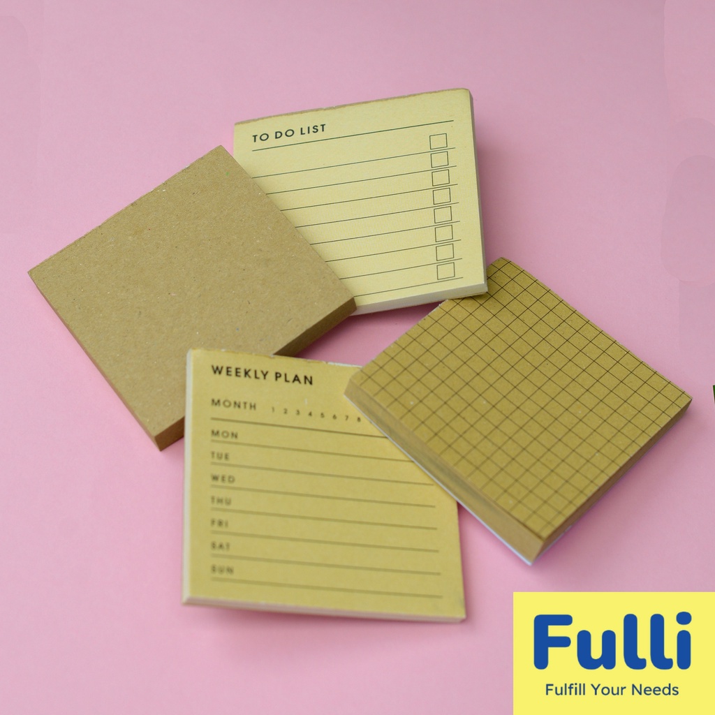 

Fulli - Memopad/Kertas Memo/Sticky Notes Coklat Motif dan Polos 7cmx7cm