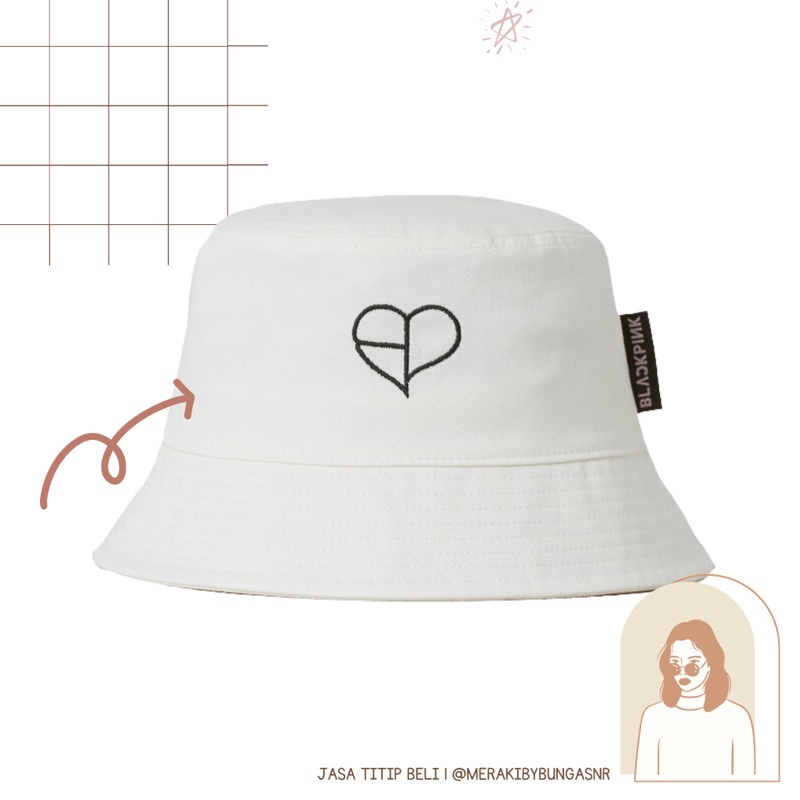 Jual H&M X BLACKPINK BUCKET HAT WHITE Shopee Indonesia