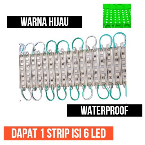 Modul 5050 6 Led Mata Variasi Hijau 12V Module 6L 12 Volt Waterproof