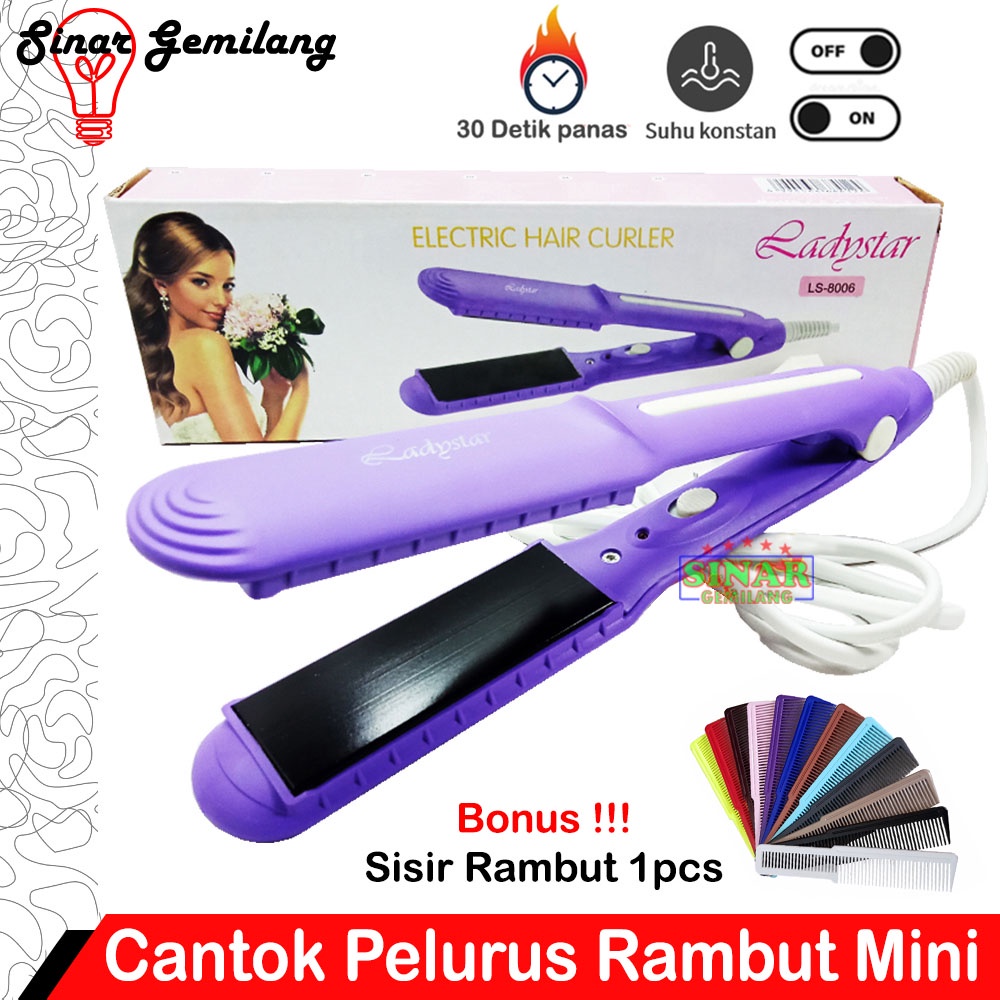 Catok Pelurus Rambut Ladystar LS-8006 Catokan Rambut Mini Cepat Panas