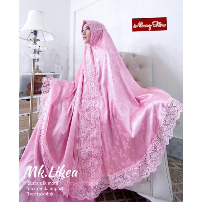Mukena Dewasa Jumbo LIKEA/Bahan sutra mix renda import