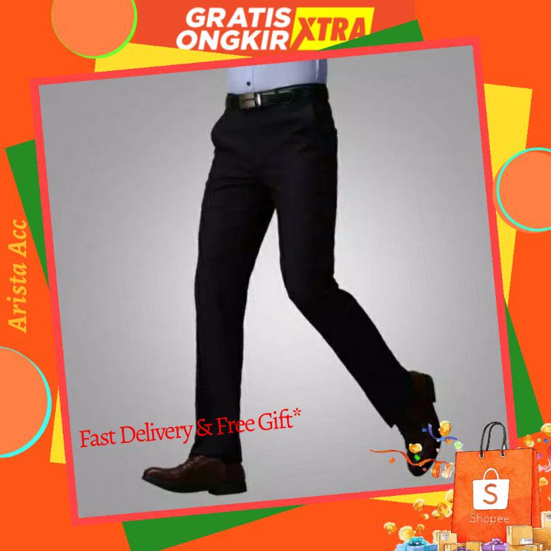 celana kerja pria Kerja slimfit Warna Hitam Size Jumbo 27-44 Bahan Kain Twist Murah