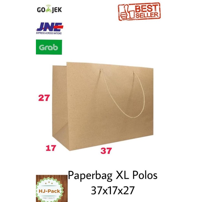 

(TERLARIS) Jual Paperbag Xl Polos 37X17X27 Tas Kertas Tas Belanja Goodie Bag