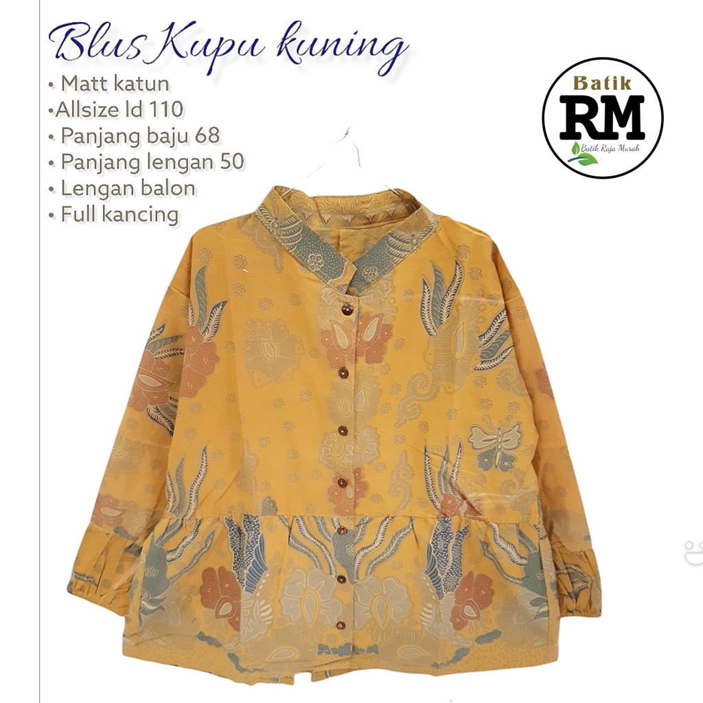 Blus kupu kuning  batik solo atasan kerja