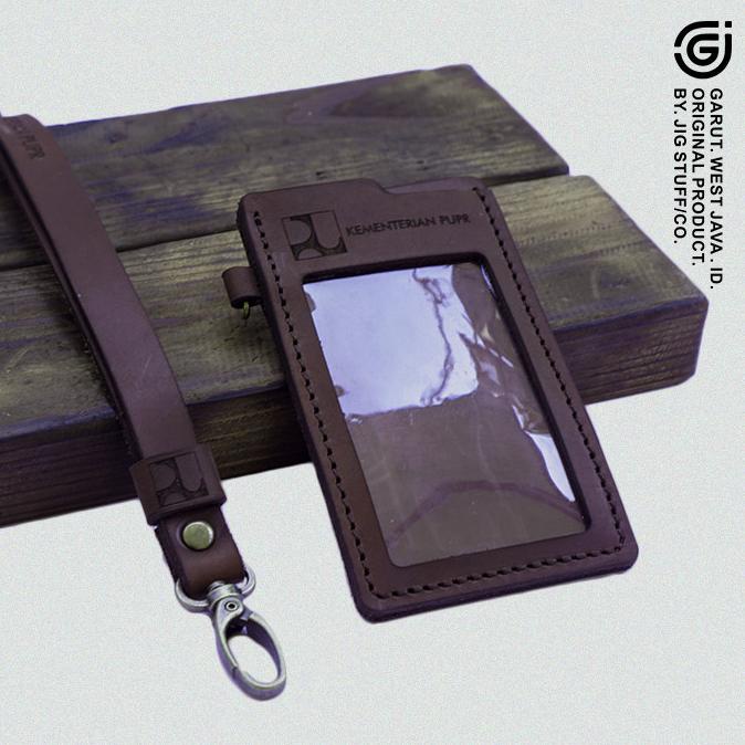 

[[COD]] id card holder & lanyard kulit sapi grafir nama & logo sesuai pesanan TERMURAH Kode 1046