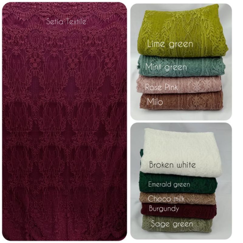 (SetiaTextile) Brukat Brokat Brokad Chantily Shantily Lace Premium Kebaya Akad