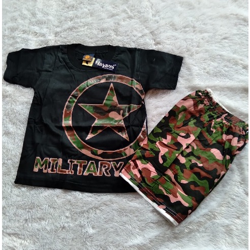 Setelan Kaos Anak Cowok/Laki-Laki, Boy Kids Army Merk Hayami  Untuk Umur 1- 3Thn