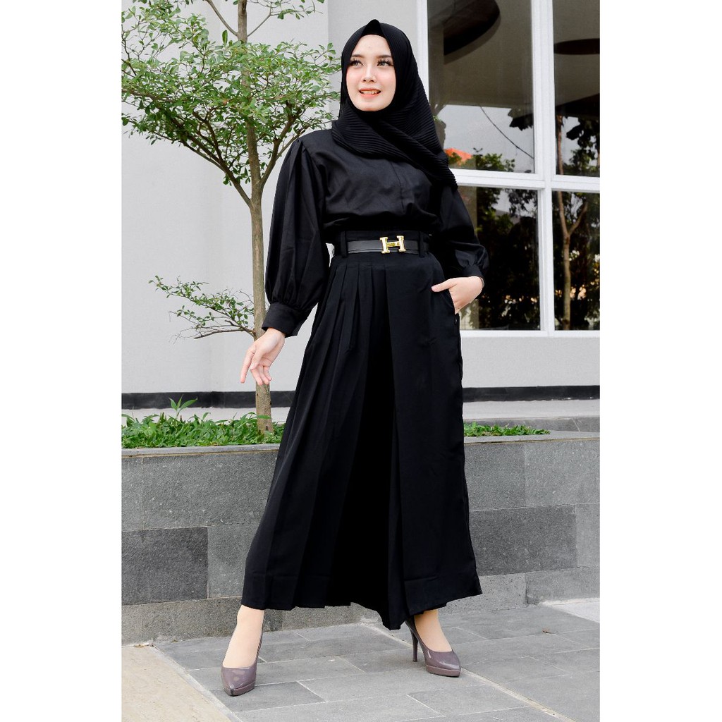 Kulot Wanita BerLipat Seperti Model Kulot Husna Terbaru Bahan Wolfis Dengan Sabuk H
