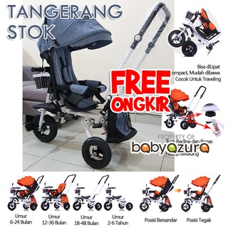 FREE ONGKIR Sepeda  stroller bayi  roda  tiga  kanopi putar 