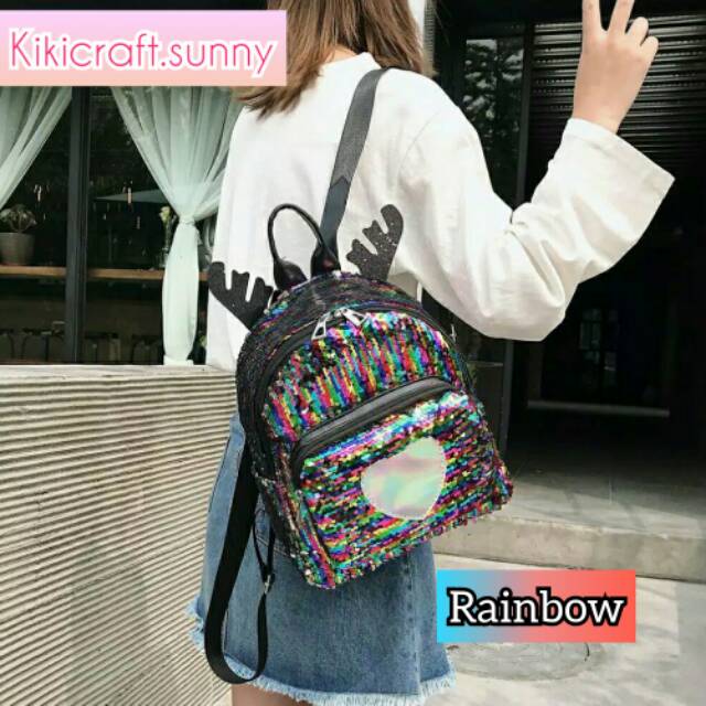 Tas ransel sequin murah / tas sequin besar / tas ransel sekolah / tas import